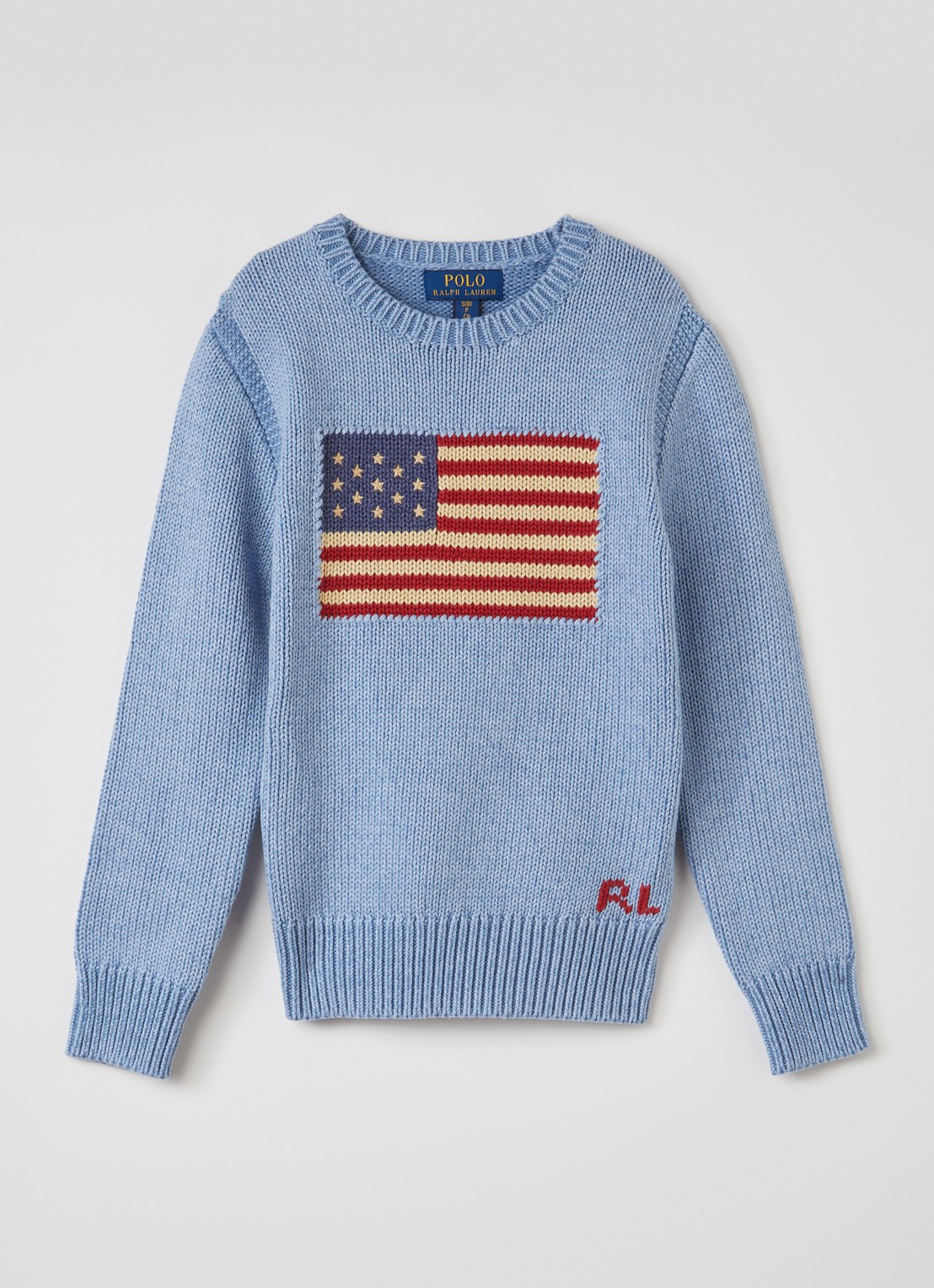 Ralph Lauren Grofgebreide trui met ingebreid patroon - voorkant 2 staalblauw