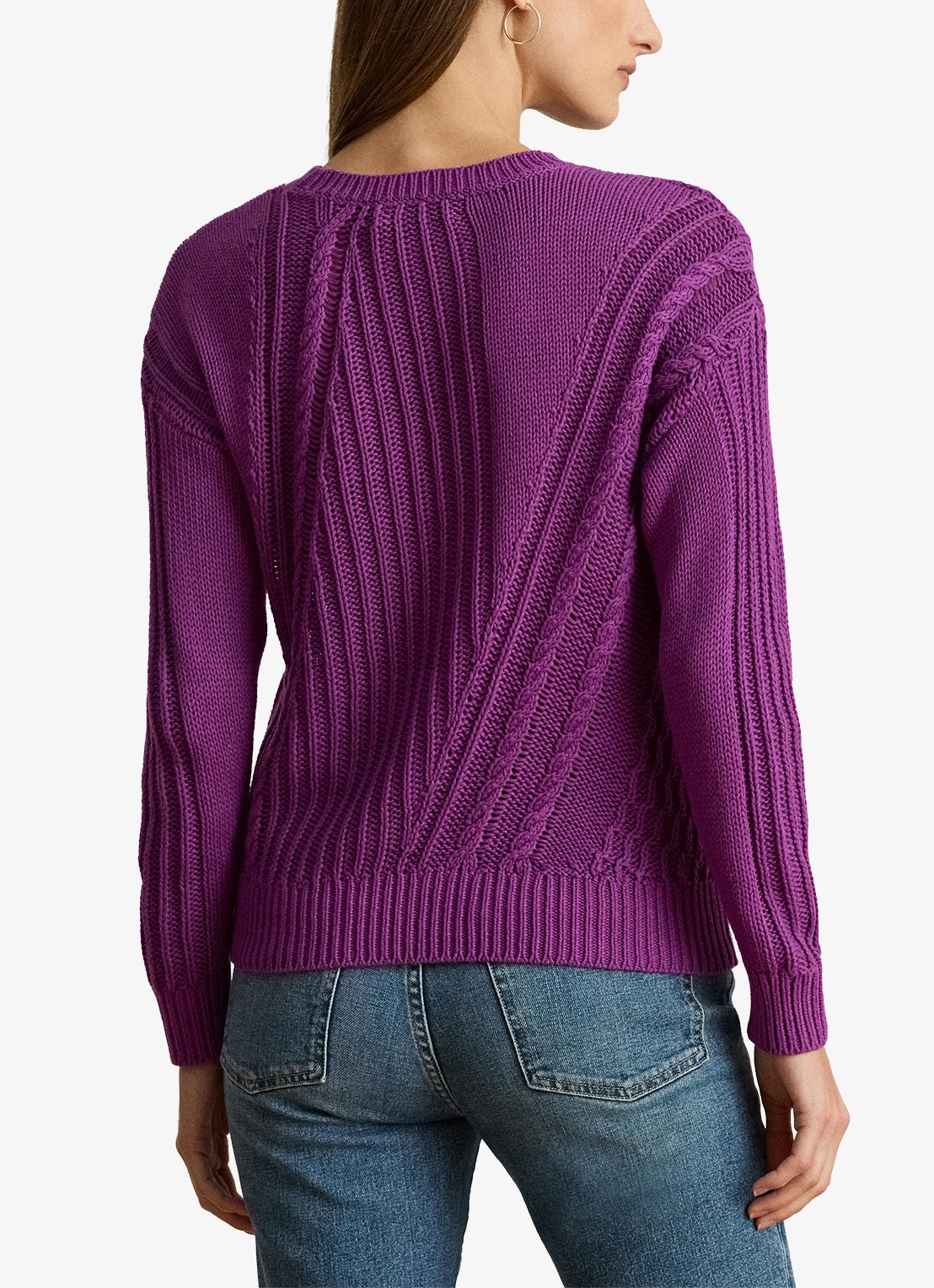 Ralph Lauren Grofgebreide trui met ingebreid patroon - achterkant 5 purple dawn / paars