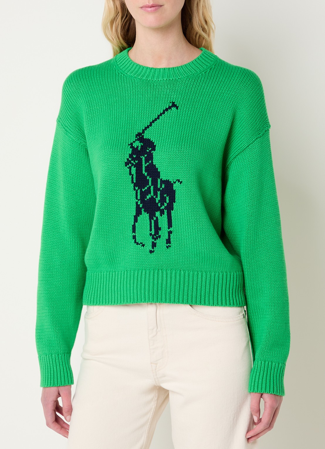 Ralph Lauren Grofgebreide trui met ingebreide logoprint - detail 4 groen