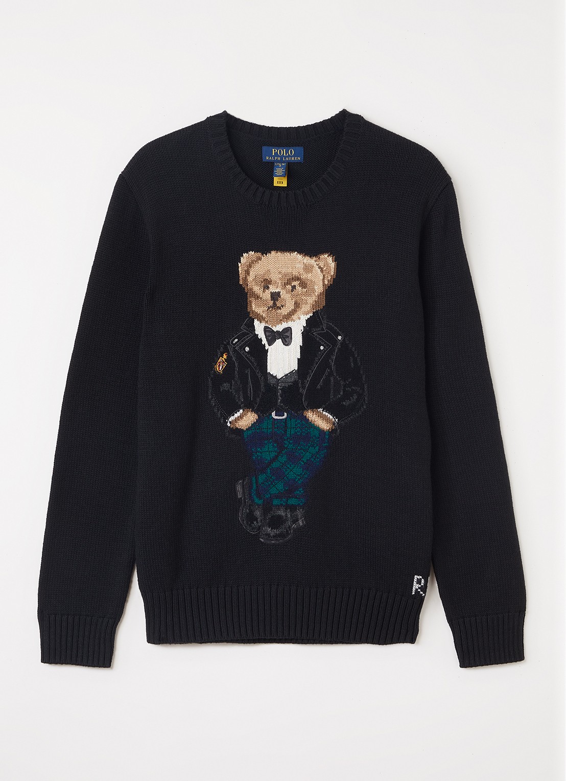 Ralph Lauren Grofgebreide trui met ingebreide logoprint - voorkant 2 zwart