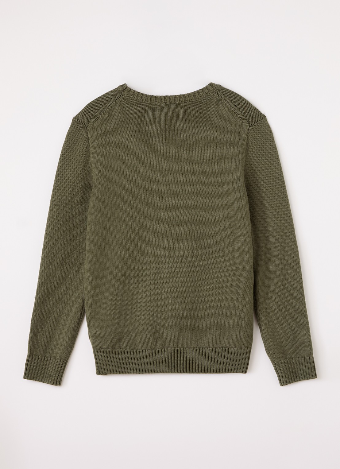 Ralph Lauren Grofgebreide trui met ingebreide logoprint - voorkant 2 olijfgroen