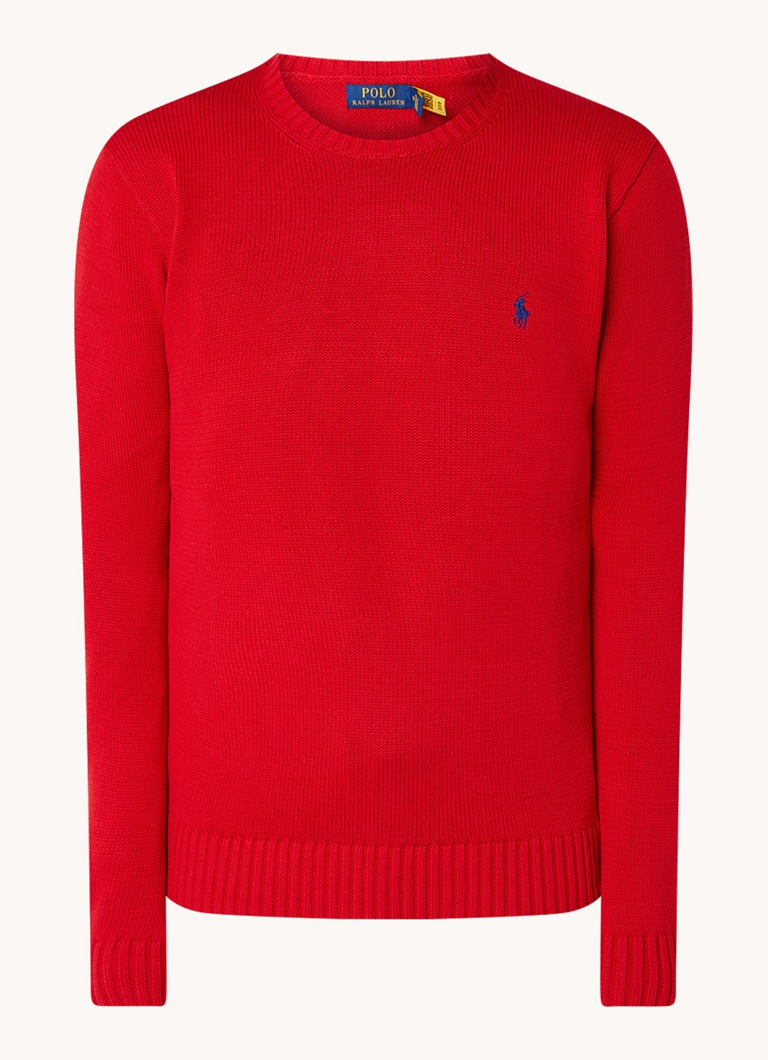 Ralph Lauren Grofgebreide trui met logoborduring - voorkant 2 rl2000 red