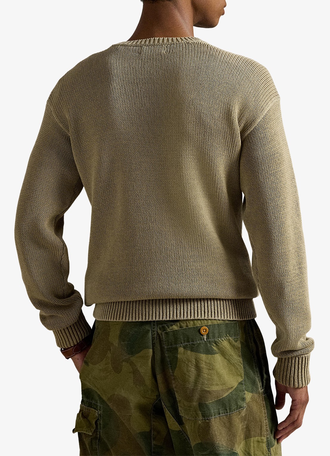 Ralph Lauren Grofgebreide trui met logoborduring - achterkant 3 surrey tan / beige