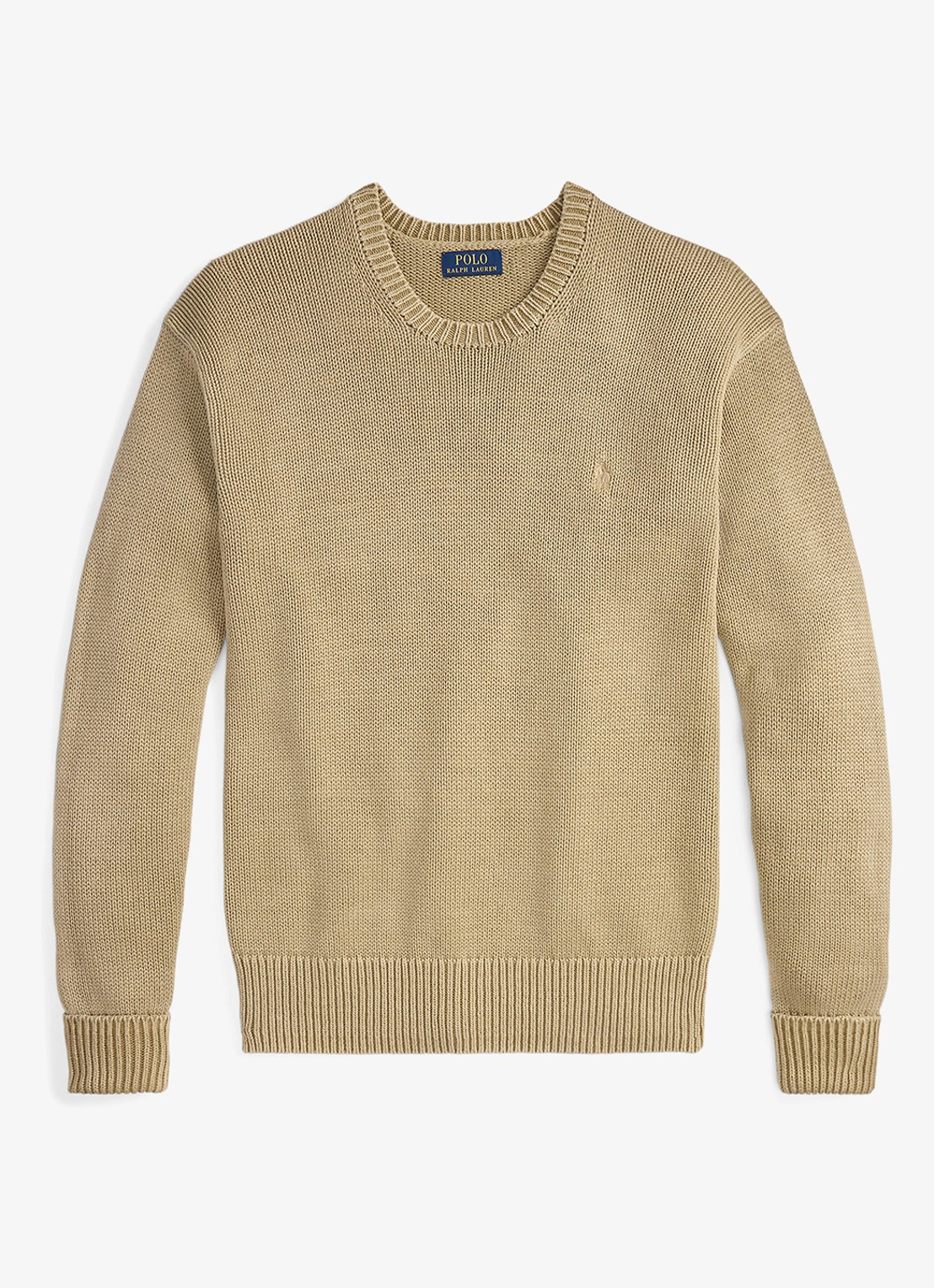 Ralph Lauren Grofgebreide trui met logoborduring - voorkant 4 surrey tan / beige
