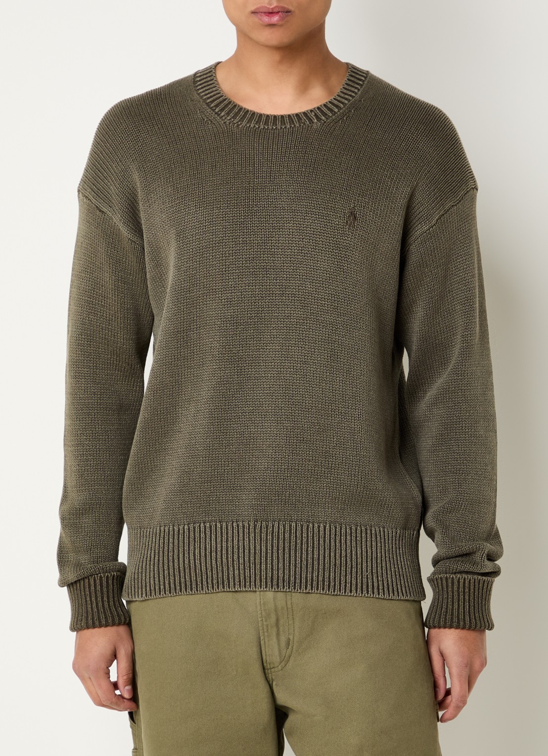 Ralph Lauren Grofgebreide trui met logoborduring - detail 4 company olive / groen