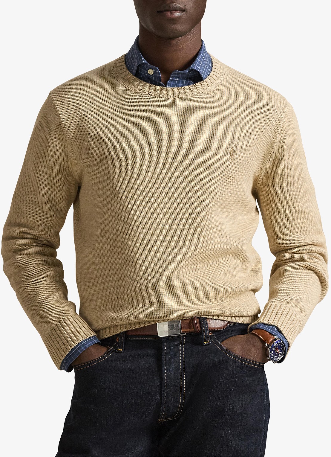 Ralph Lauren Grofgebreide trui met logoborduring - detail 4 beige