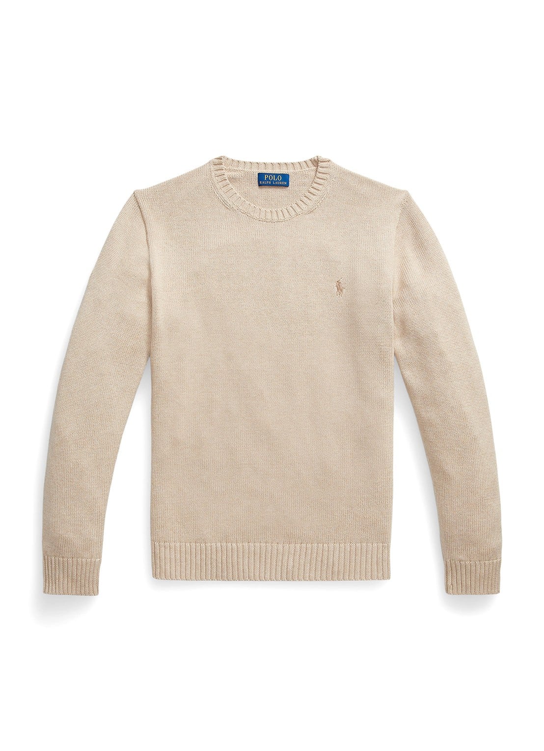 Ralph Lauren Grofgebreide trui met logoborduring - voorkant 2 beige