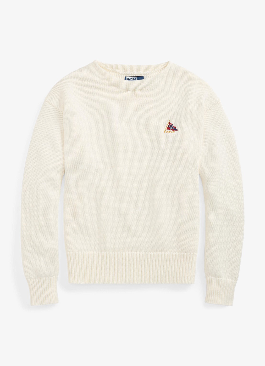 Ralph Lauren Grofgebreide trui met logoborduring - voorkant 3 trophy cream / crème