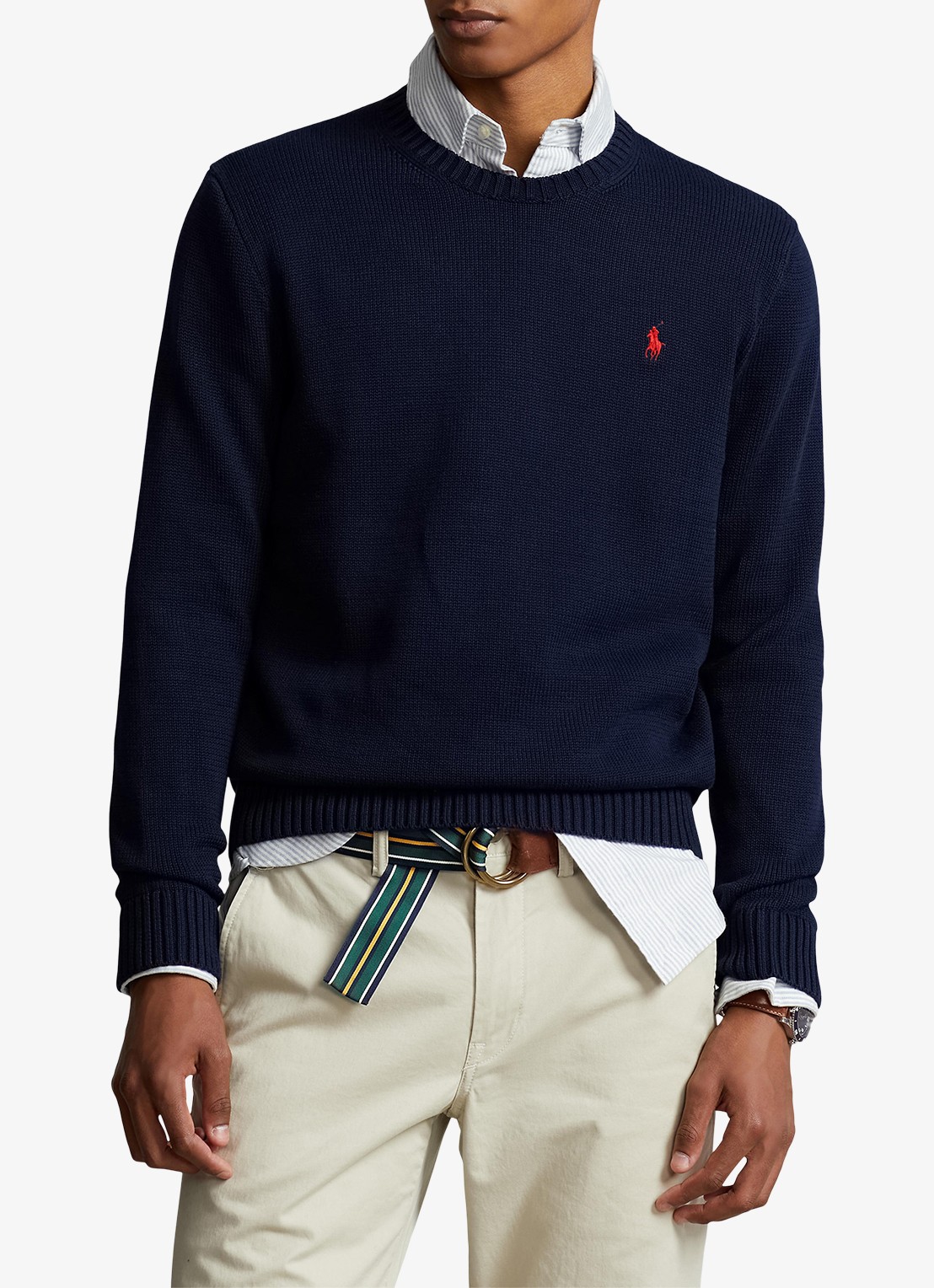 Ralph Lauren Grofgebreide trui met logoborduring - detail patterned - navy / donkerblauw