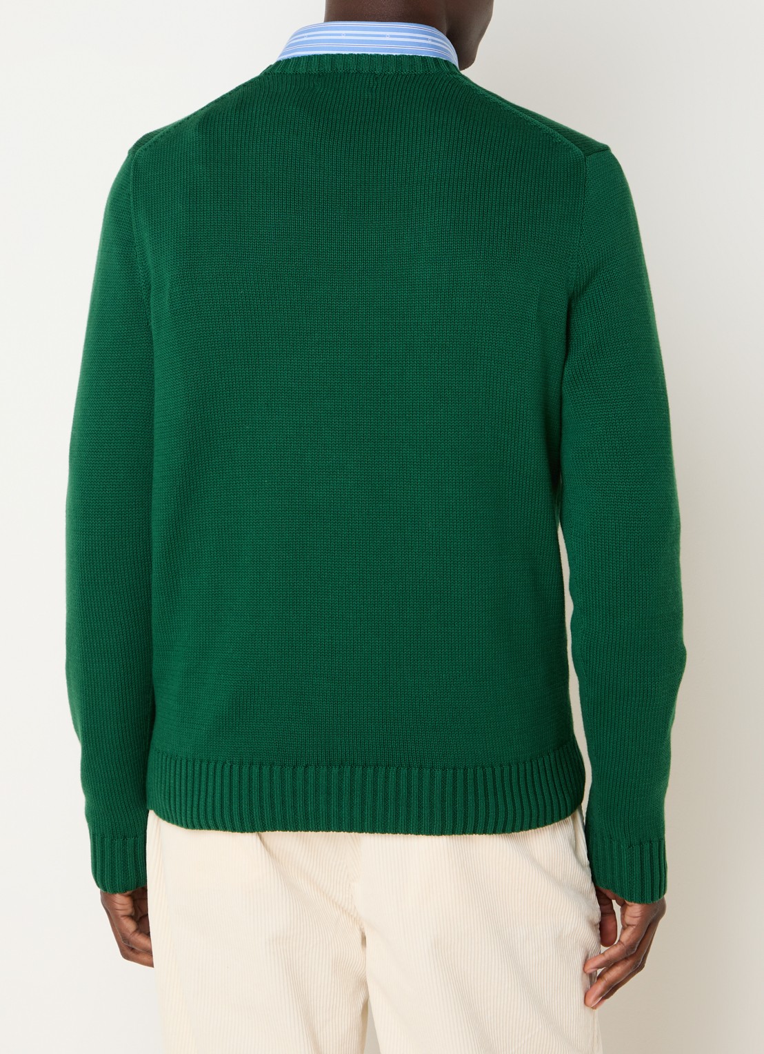 Ralph Lauren Grofgebreide trui met logoborduring - achterkant 4 donkergroen