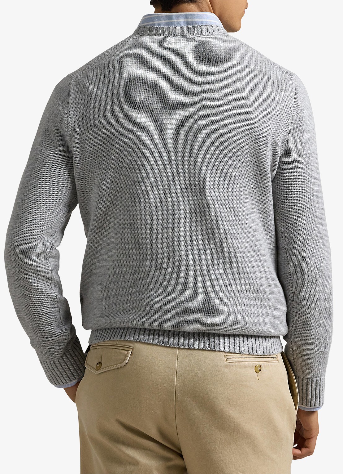 Ralph Lauren Grofgebreide trui met logoborduring - achterkant 5 andover heather / grijs