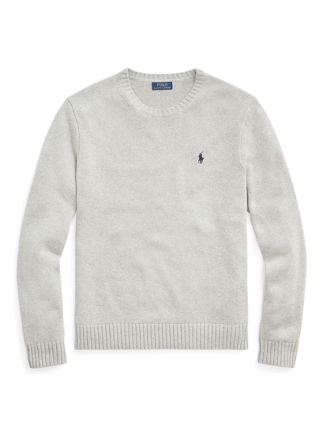 Ralph Lauren Grofgebreide trui met logoborduring - voorkant 3 andover heather / grijs