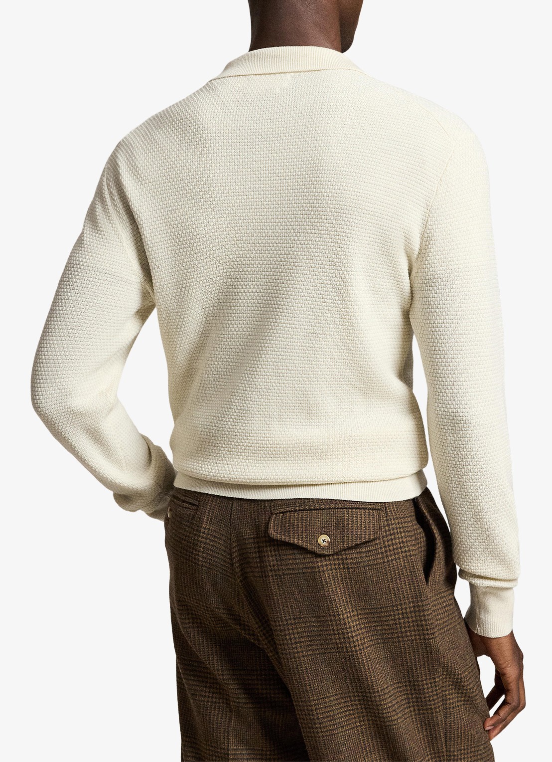 Ralph Lauren Grofgebreide trui van wol met halve rits - achterkant 5 trifle cream heather / crème
