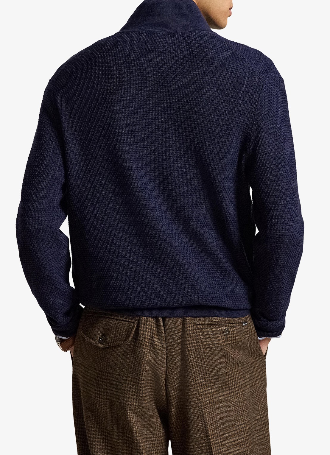 Ralph Lauren Grofgebreide trui van wol met halve rits - achterkant 6 hunter navy / donkerblauw