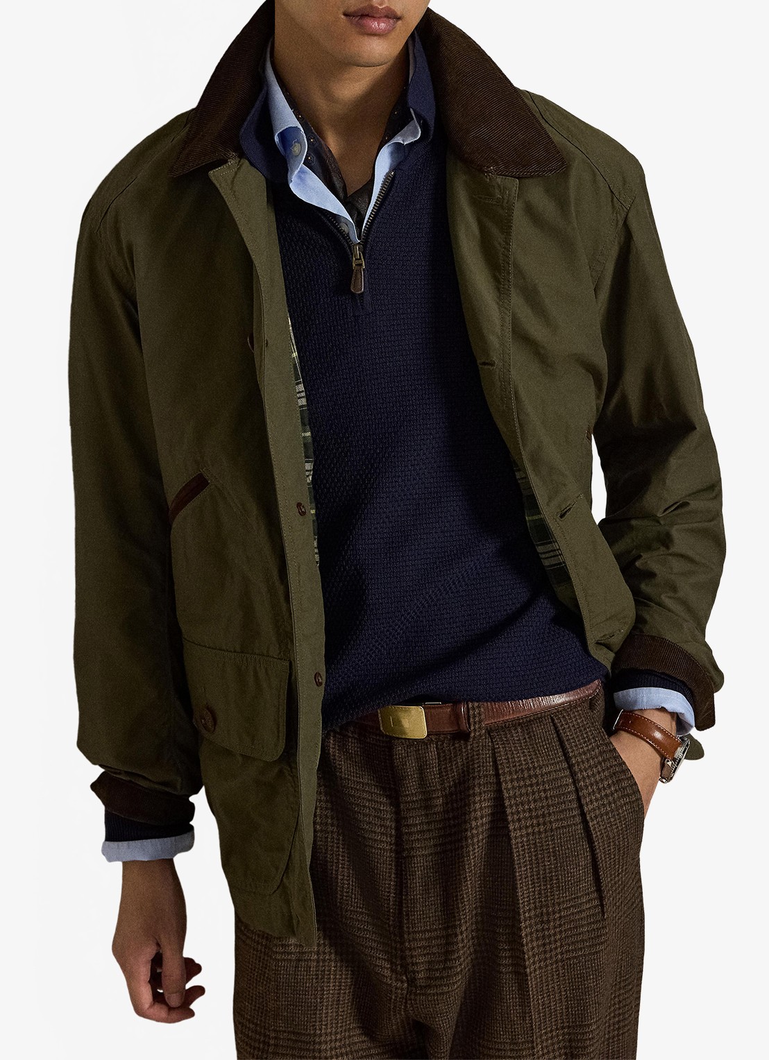 Ralph Lauren Grofgebreide trui van wol met halve rits - detail 5 hunter navy / donkerblauw