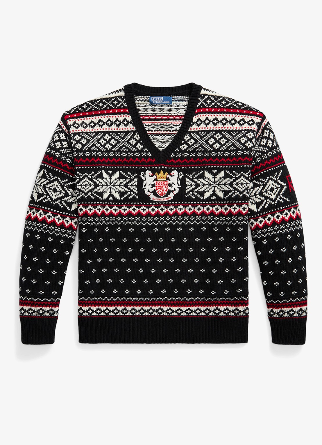 Ralph Lauren Grofgebreide trui van wol met ingebreid patroon - voorkant black combo / zwart