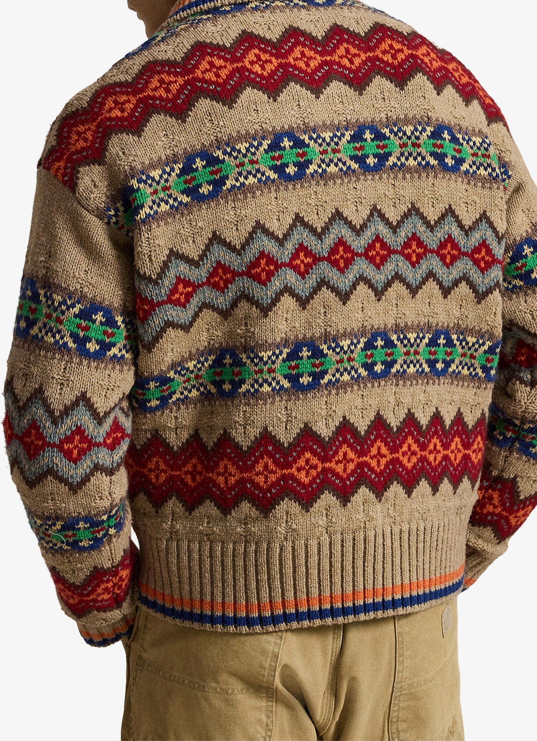 Ralph Lauren Grofgebreide trui van wol met ingebreid patroon - achterkant 5 tan multi-2wce / beige