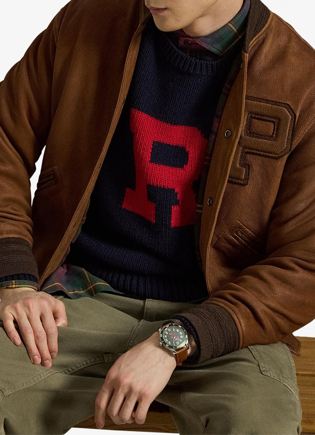 Ralph Lauren Grofgebreide trui van wol met print - detail navy combo-32en / blauw
