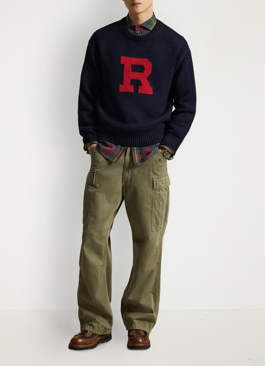 Ralph Lauren Grofgebreide trui van wol met print - voorkant 4 navy combo-32en / blauw
