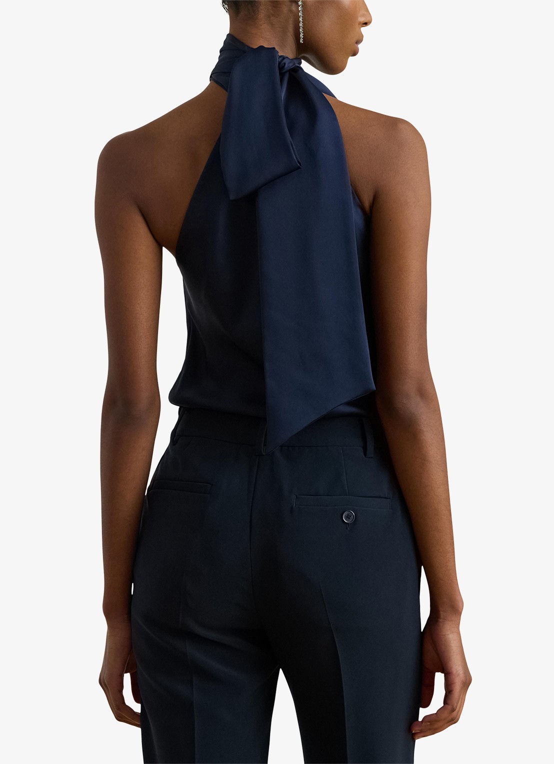 Ralph Lauren Haltertop met sjaalkraag - achterkant 5 refined navy / donkerblauw