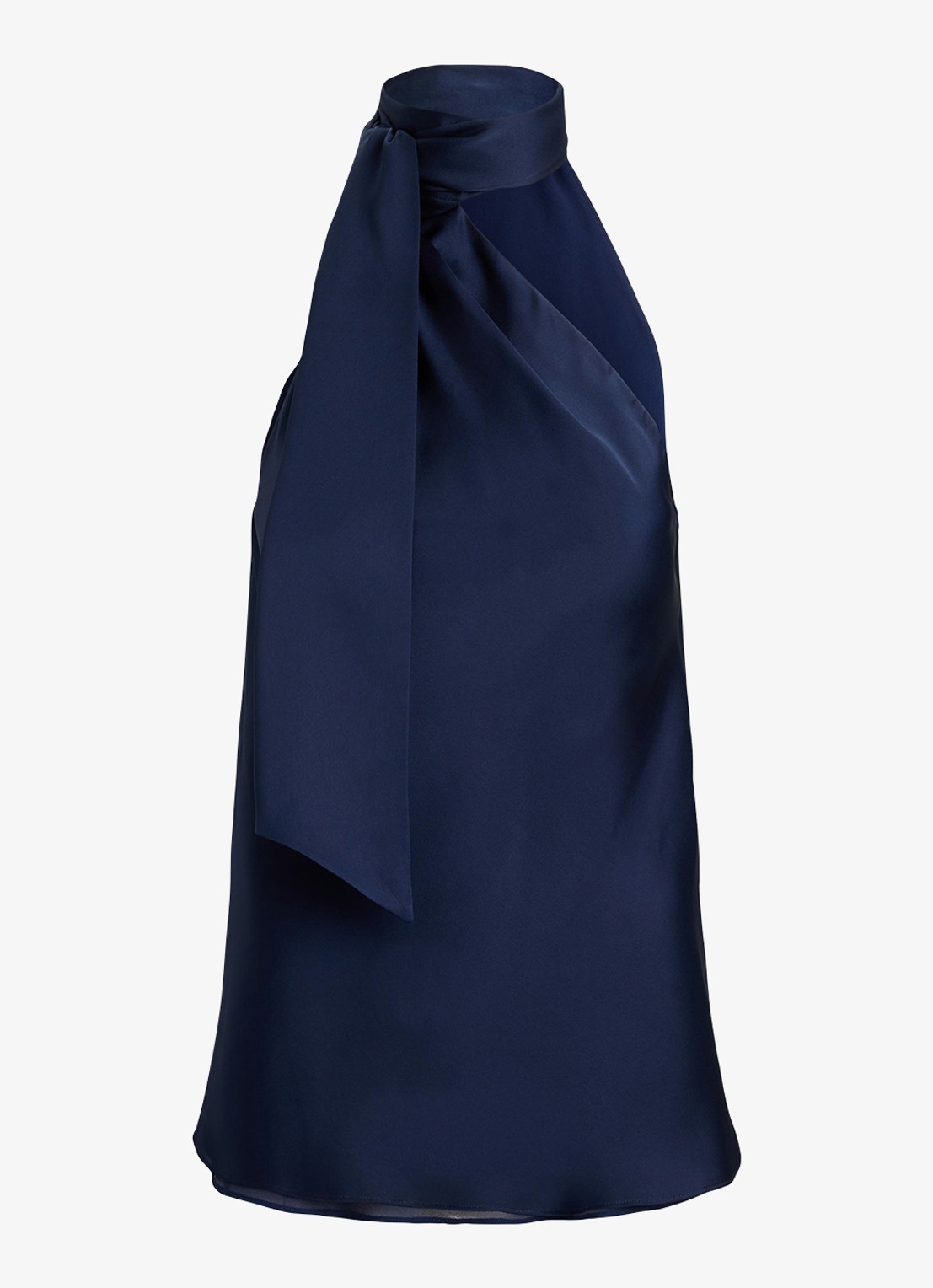 Ralph Lauren Haltertop met sjaalkraag - voorkant refined navy / donkerblauw
