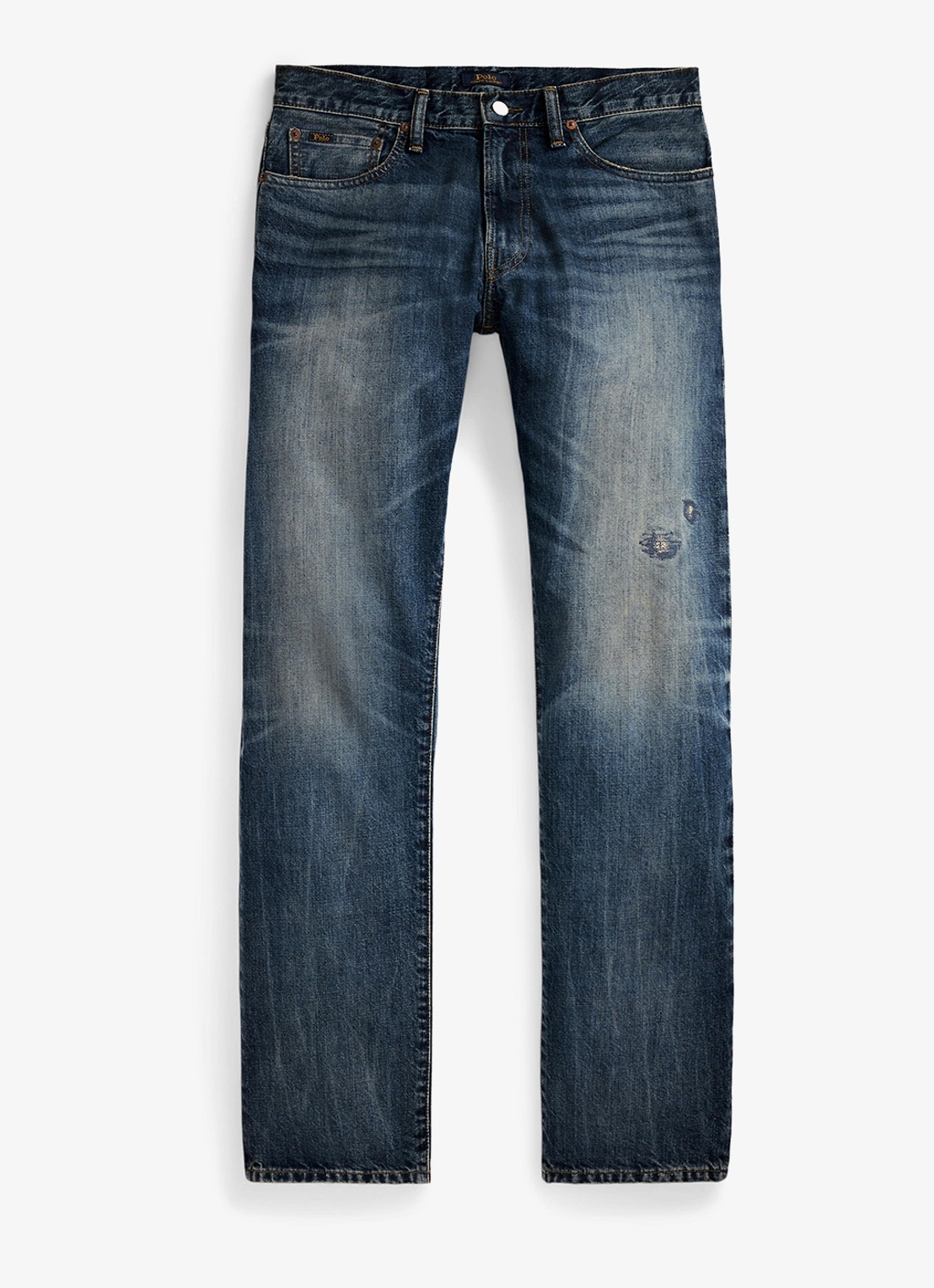 Ralph Lauren Hampton straigh fit jeans met destroyed afwerking - voorkant 4 ninigret / indigo
