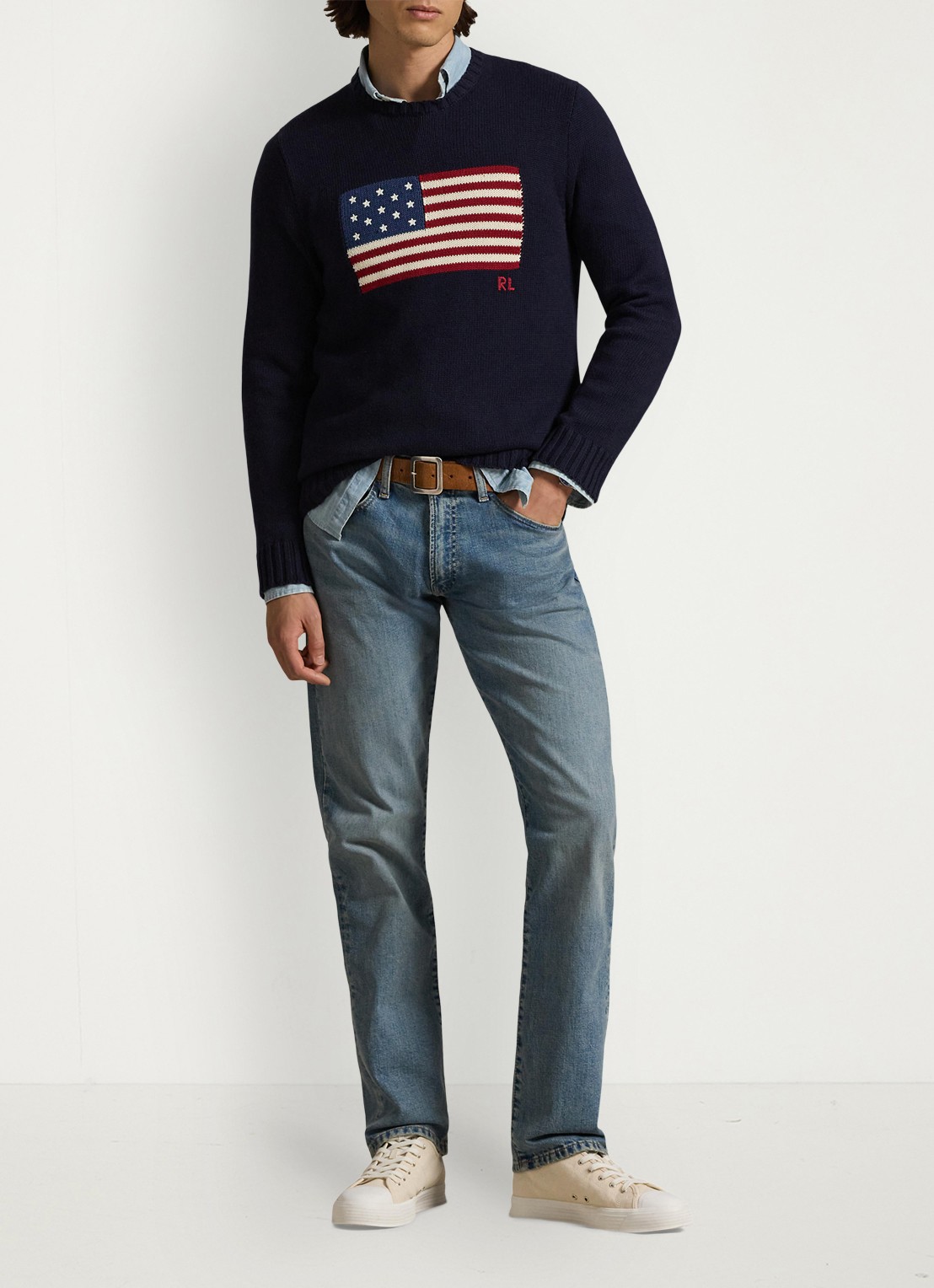 Ralph Lauren Hampton straight leg jeans met medium wassing - voorkant 2 dixon stretch / indigo