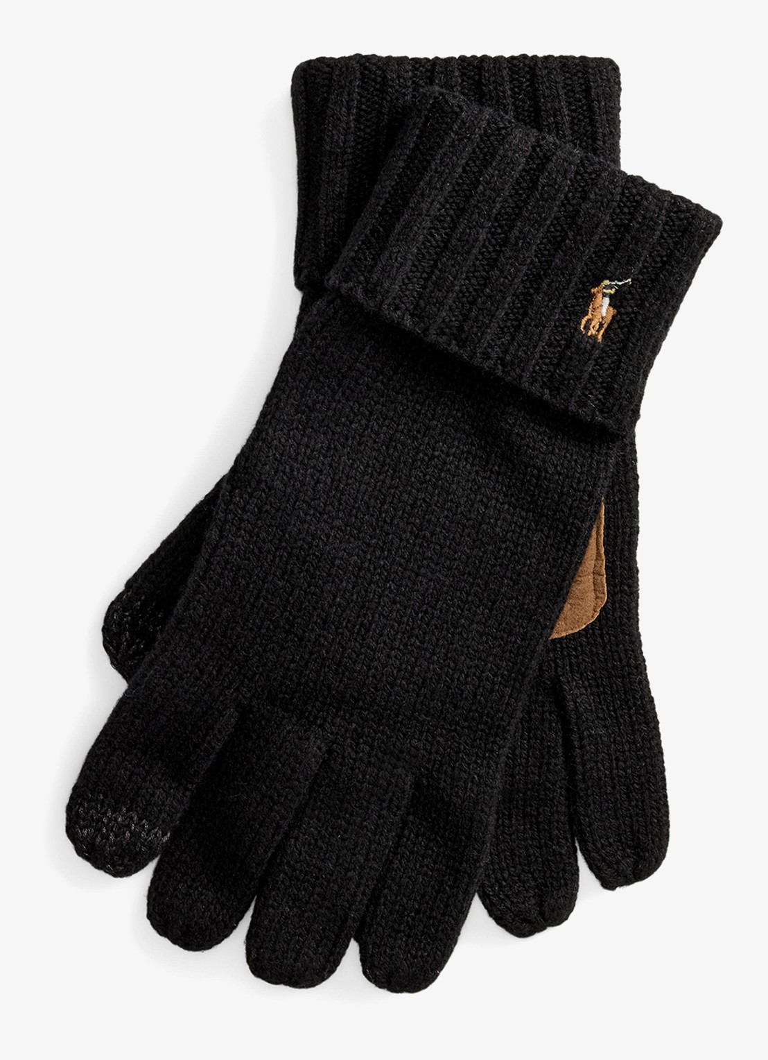 Ralph Lauren Handschoenen van merinowol met touchscreen functie - voorkant 2 black / zwart