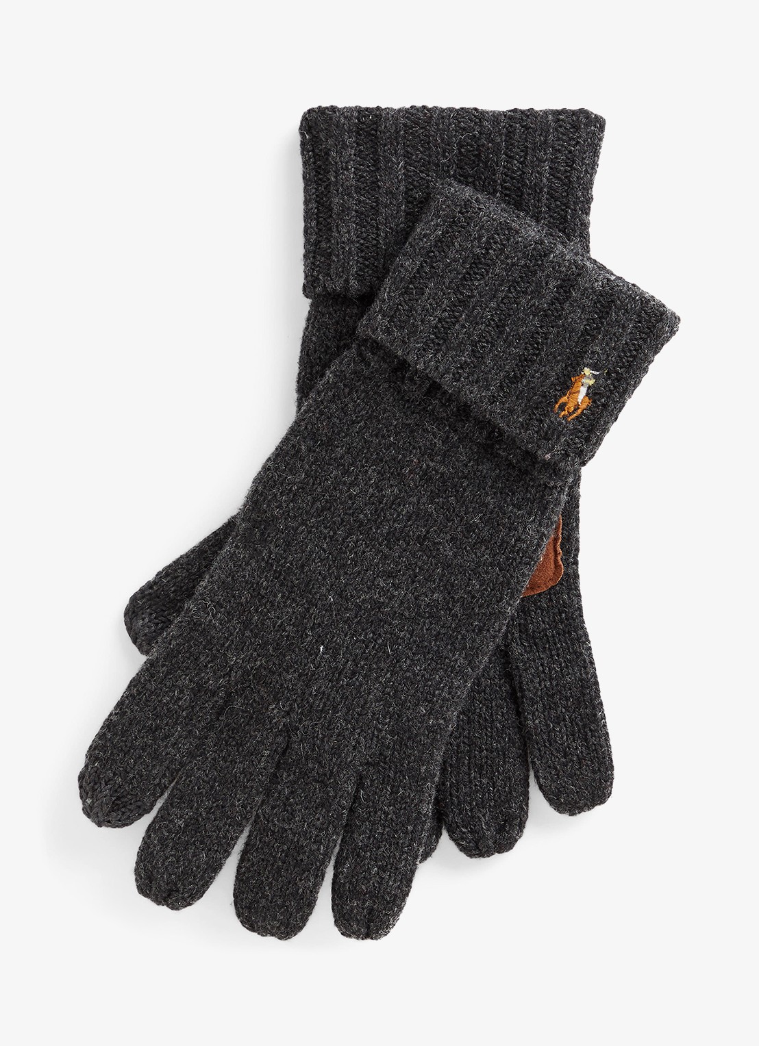 Ralph Lauren Handschoenen van merinowol met touchscreen functie - voorkant 2 charcoal / antraciet