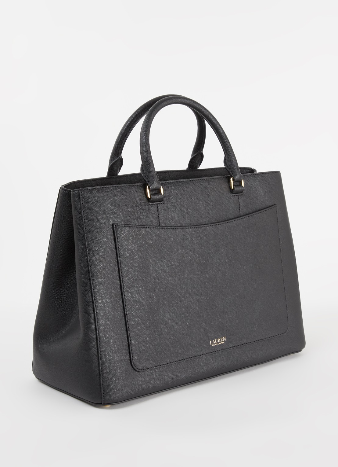 Ralph Lauren Handtas van leer met logo - achterkant 3 zwart