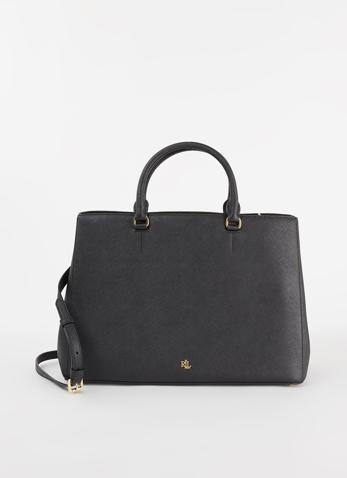 Ralph Lauren Handtas van leer met logo - voorkant 4 zwart