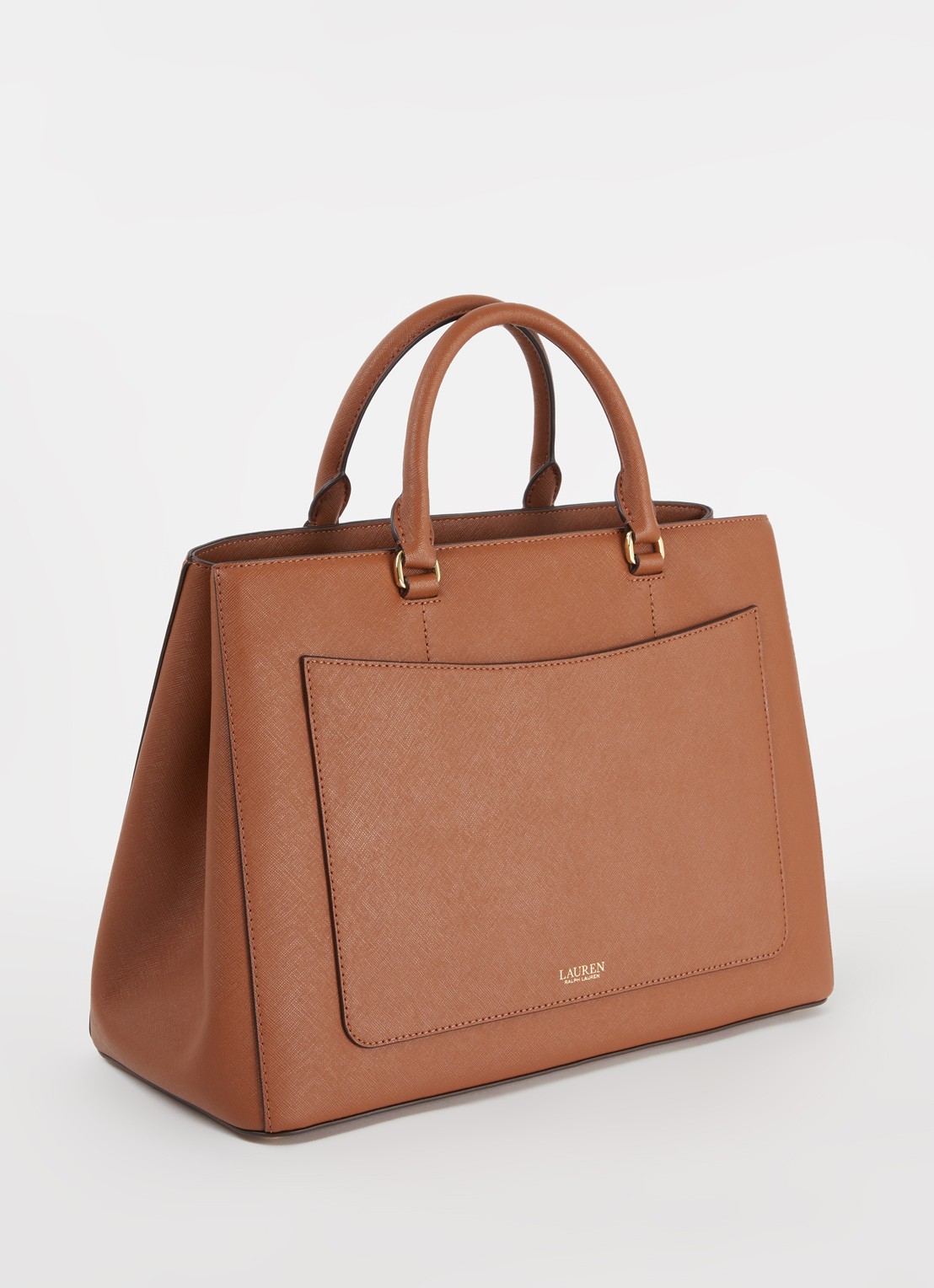 Ralph Lauren Handtas van leer met logo - achterkant 2 cognac