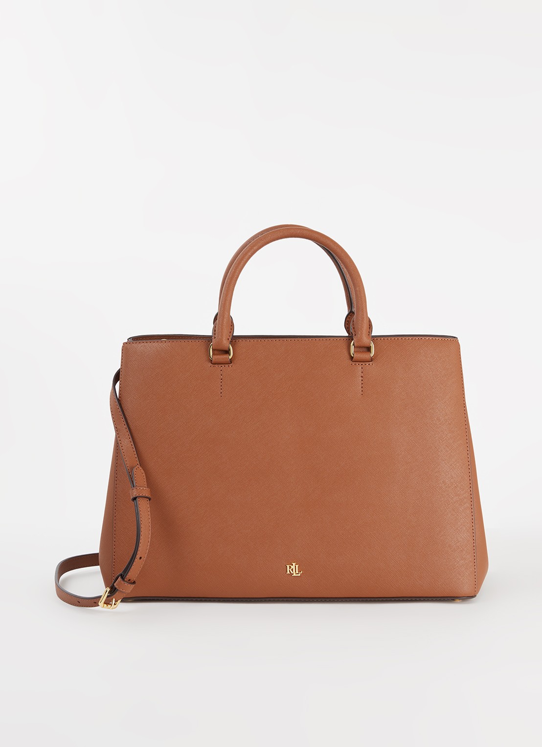 Ralph Lauren Handtas van leer met logo - voorkant cognac
