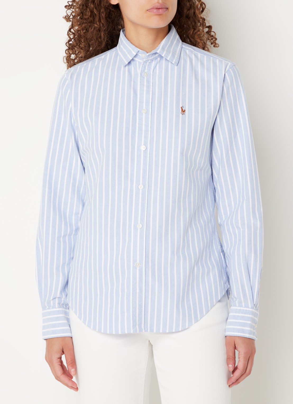 Ralph Lauren Harper blouse met streepdessin - detail lichtblauw