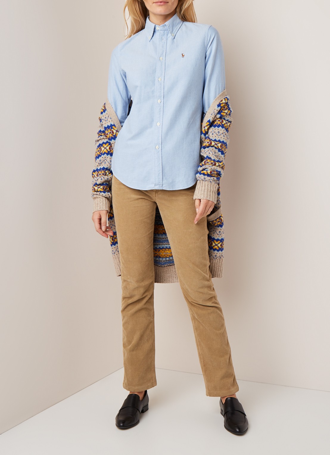 Ralph Lauren Harper blouse van katoen - voorkant 3 lichtblauw