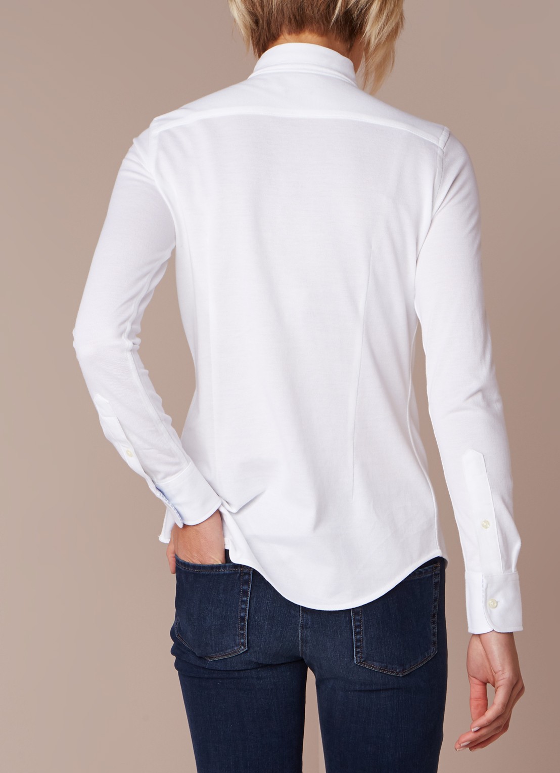 Ralph Lauren Heidi Oxford blouse van jersey - achterkant 4 wit