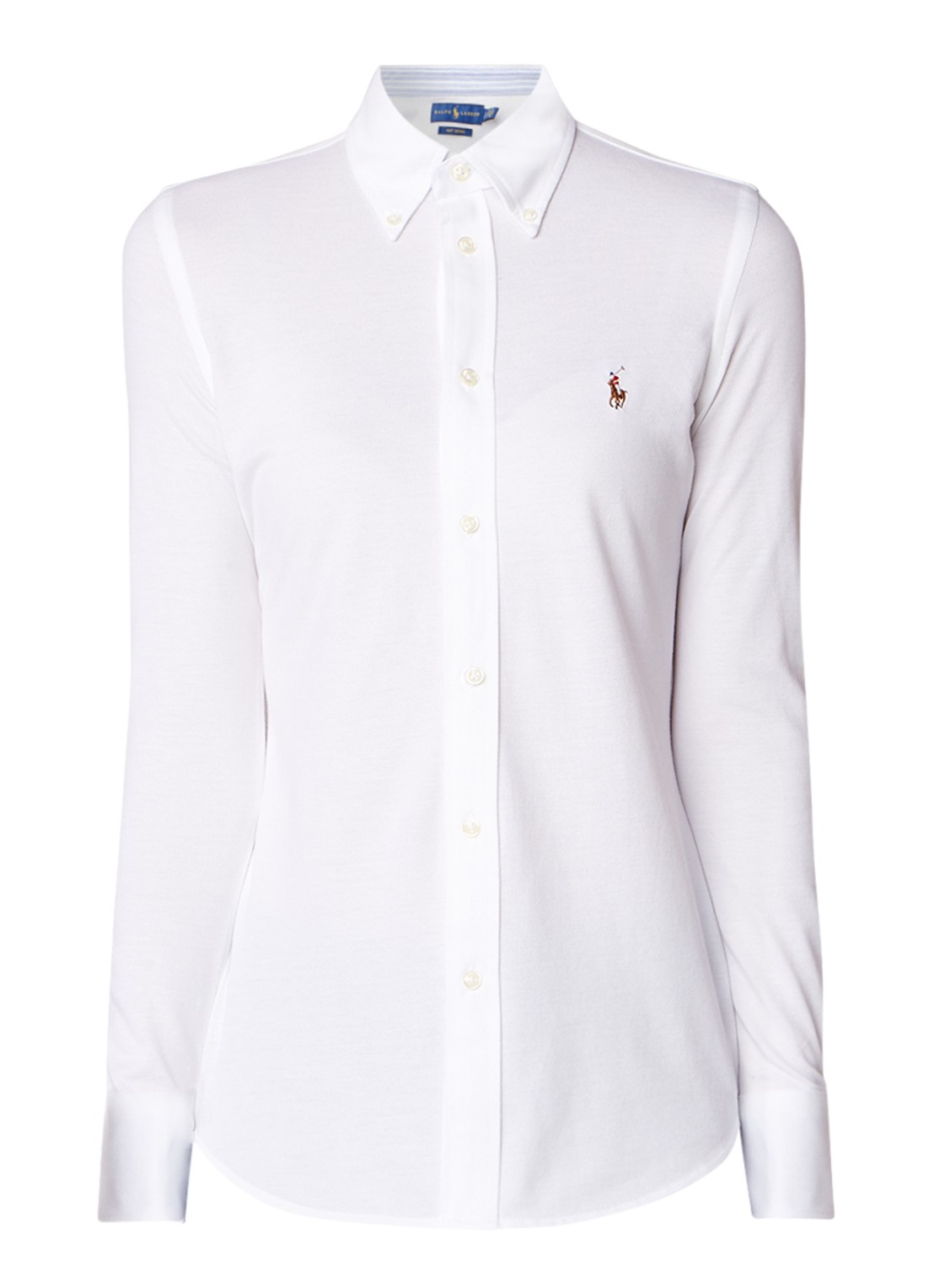 Ralph Lauren Heidi Oxford blouse van jersey - voorkant 2 wit