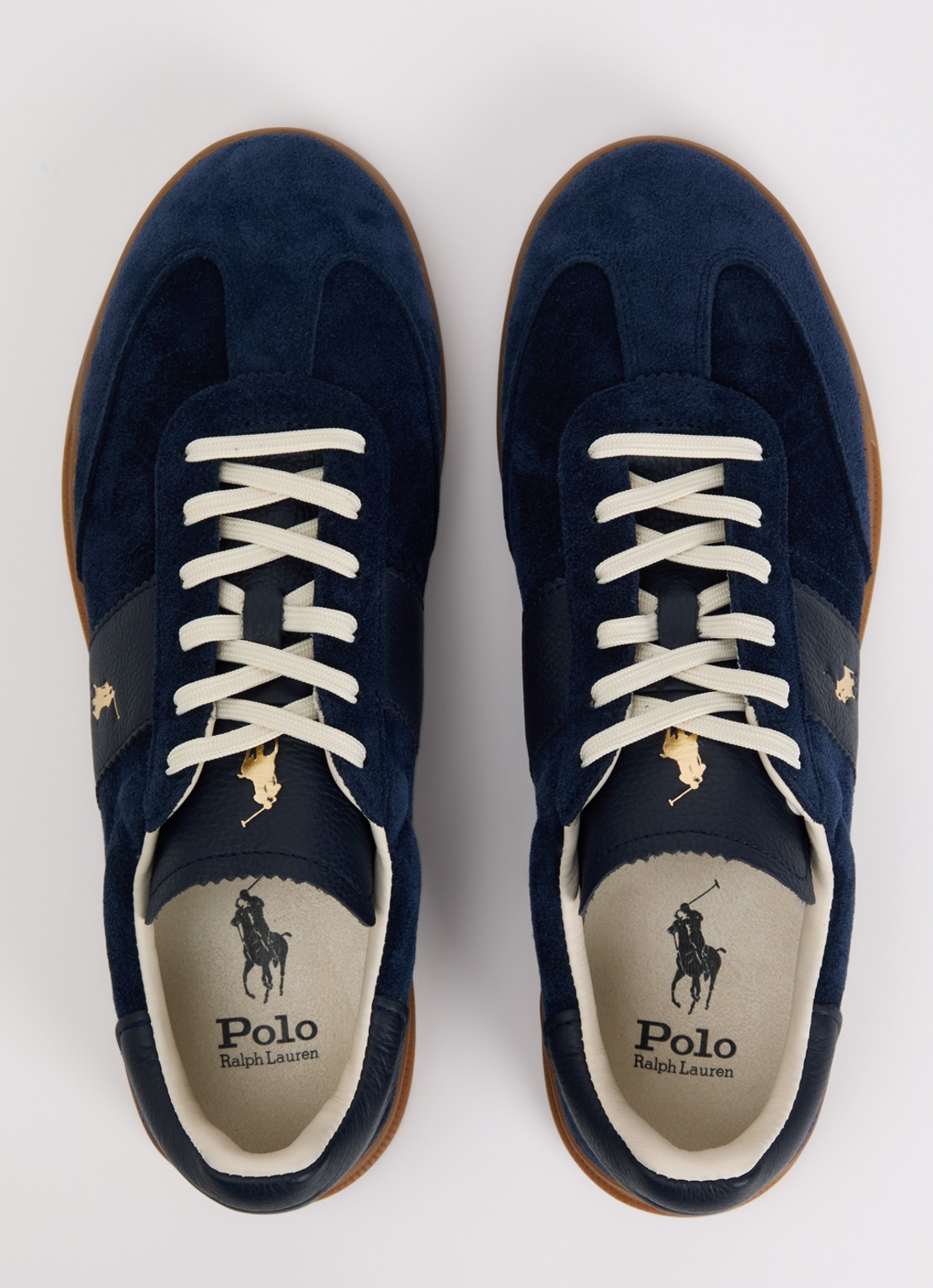 Ralph Lauren Heritage Aera sneaker van suède met leren details en logo - detail 4 royalblauw