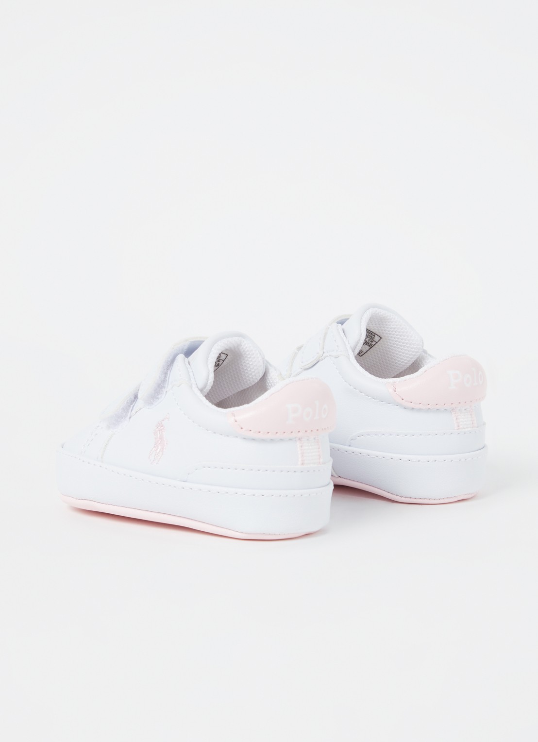 Ralph Lauren Heritage Court II babyschoentje met logoborduring - achterkant lichtroze