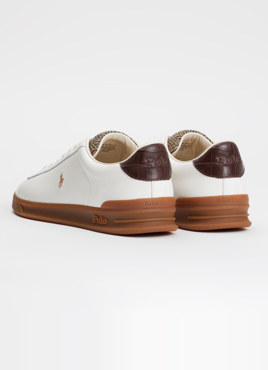 Ralph Lauren Heritage Court II sneaker van leer met details van wol - achterkant 5 wit