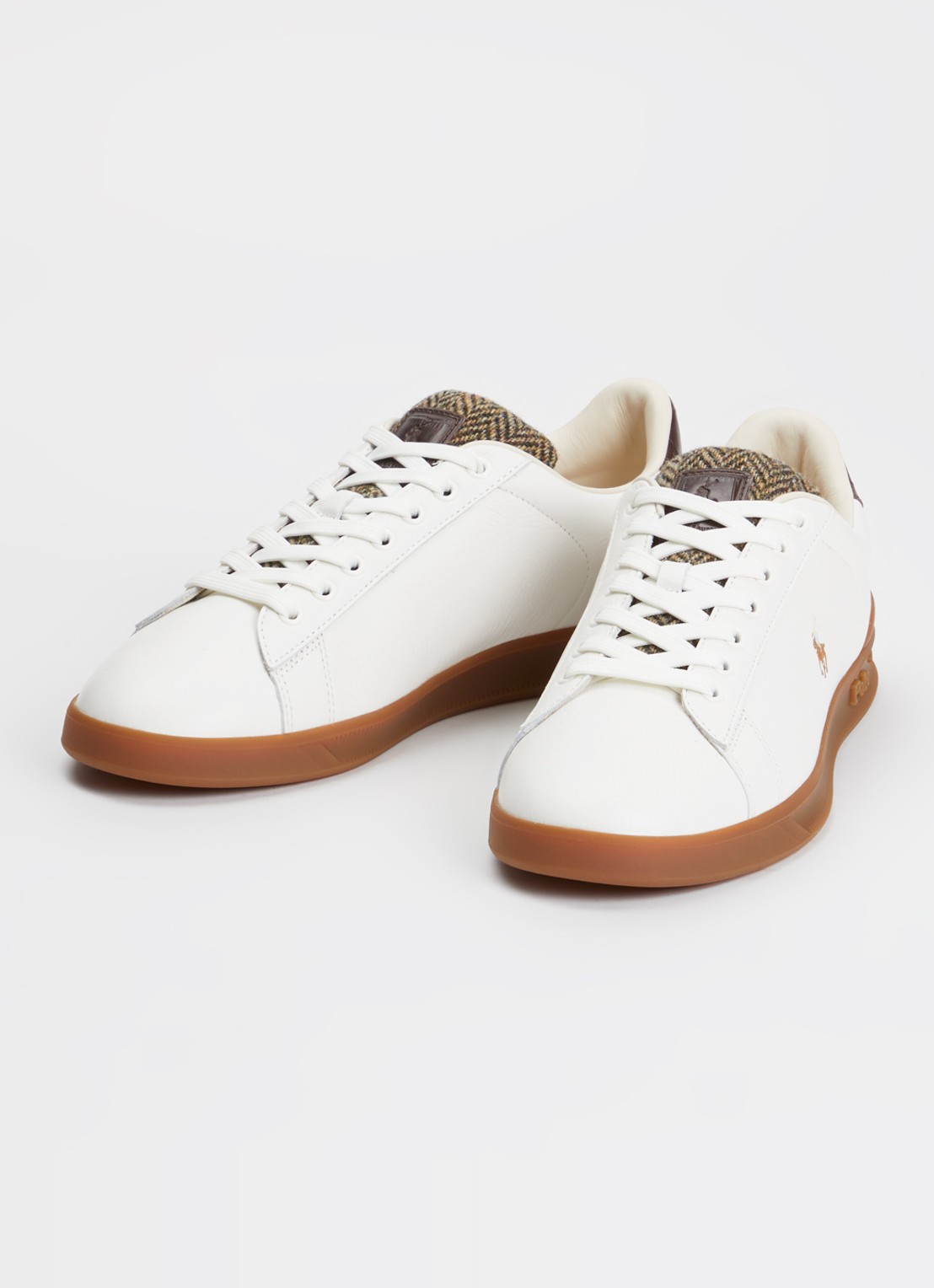 Ralph Lauren Heritage Court II sneaker van leer met details van wol - detail wit
