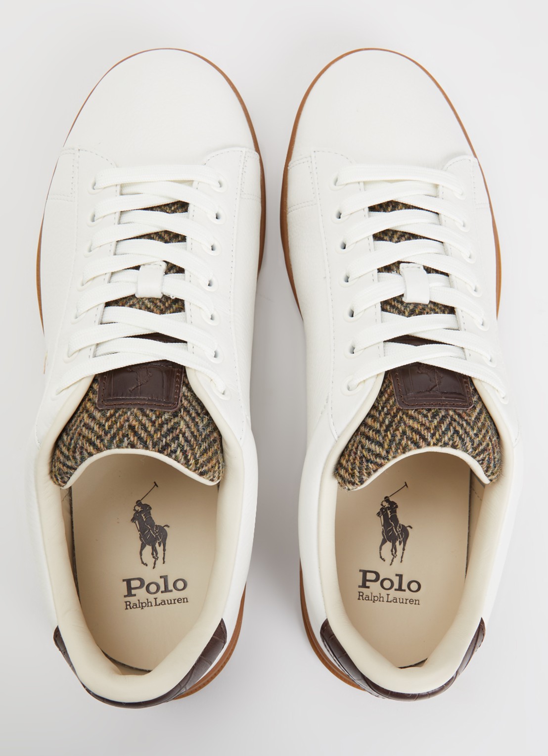 Ralph Lauren Heritage Court II sneaker van leer met details van wol - detail 2 wit