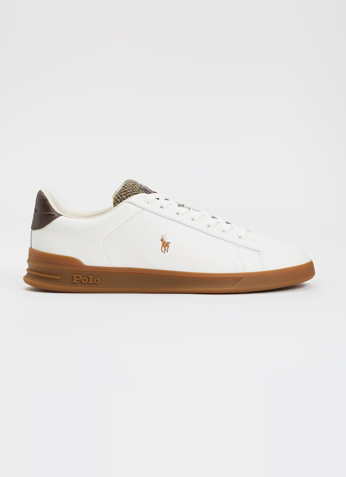 Ralph Lauren Heritage Court II sneaker van leer met details van wol - voorkant 4 wit