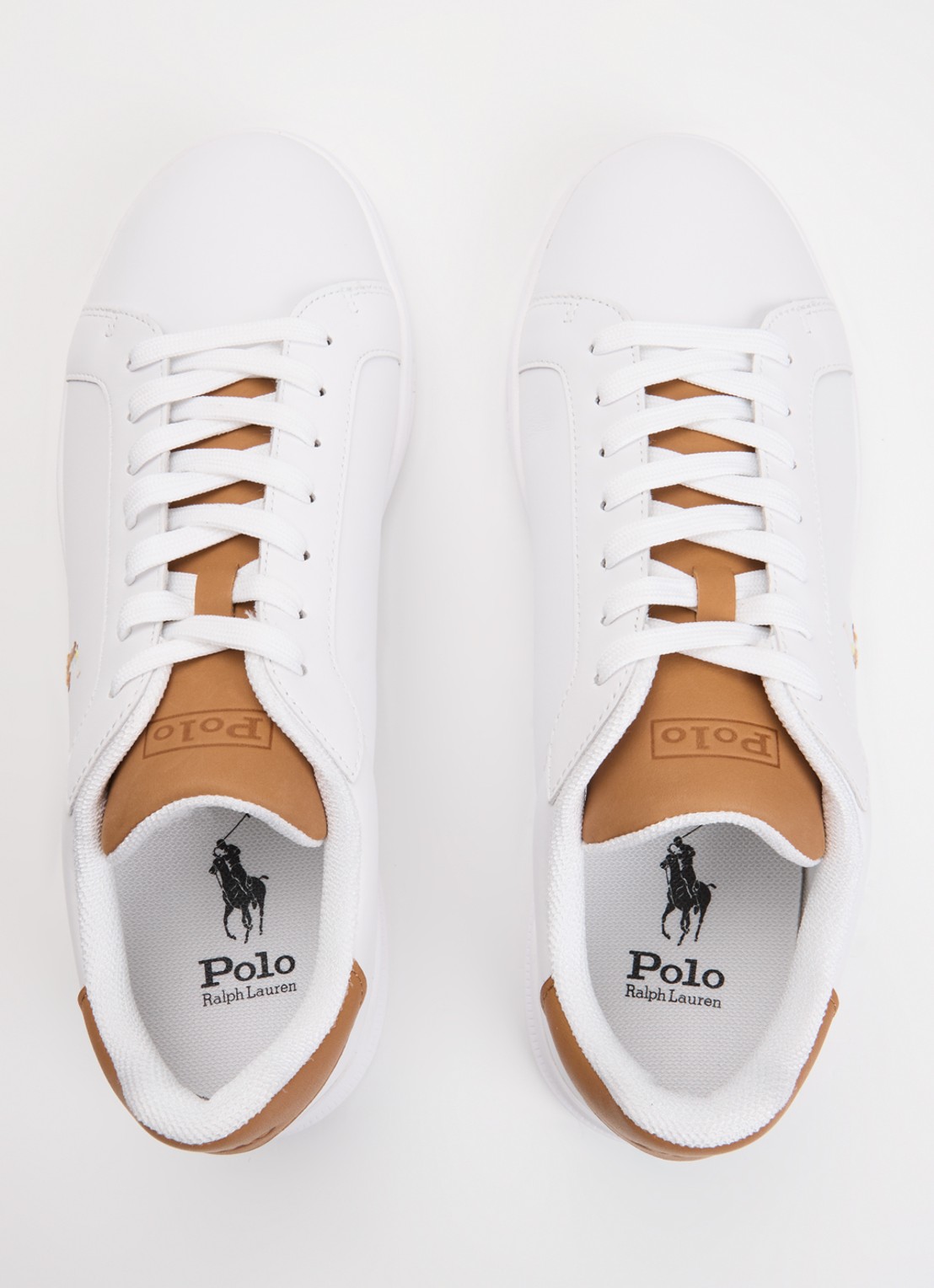 Ralph Lauren Heritage Court II sneaker van leer met logoborduring - detail 3 wit