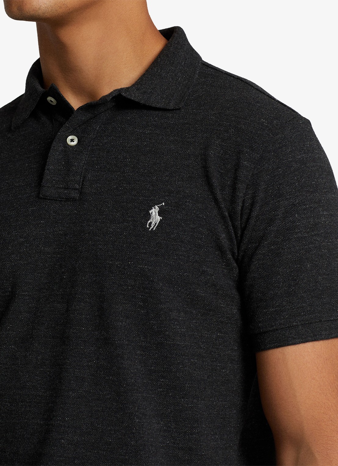 Ralph Lauren Het iconische mesh Polo-shirt - detail 2 black marl heather / donkergrijs