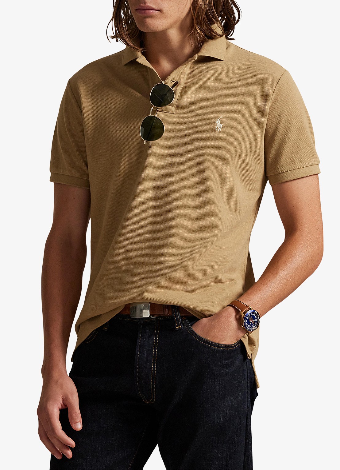 Ralph Lauren Het iconische mesh Polo-shirt - detail cafe tan / bruin