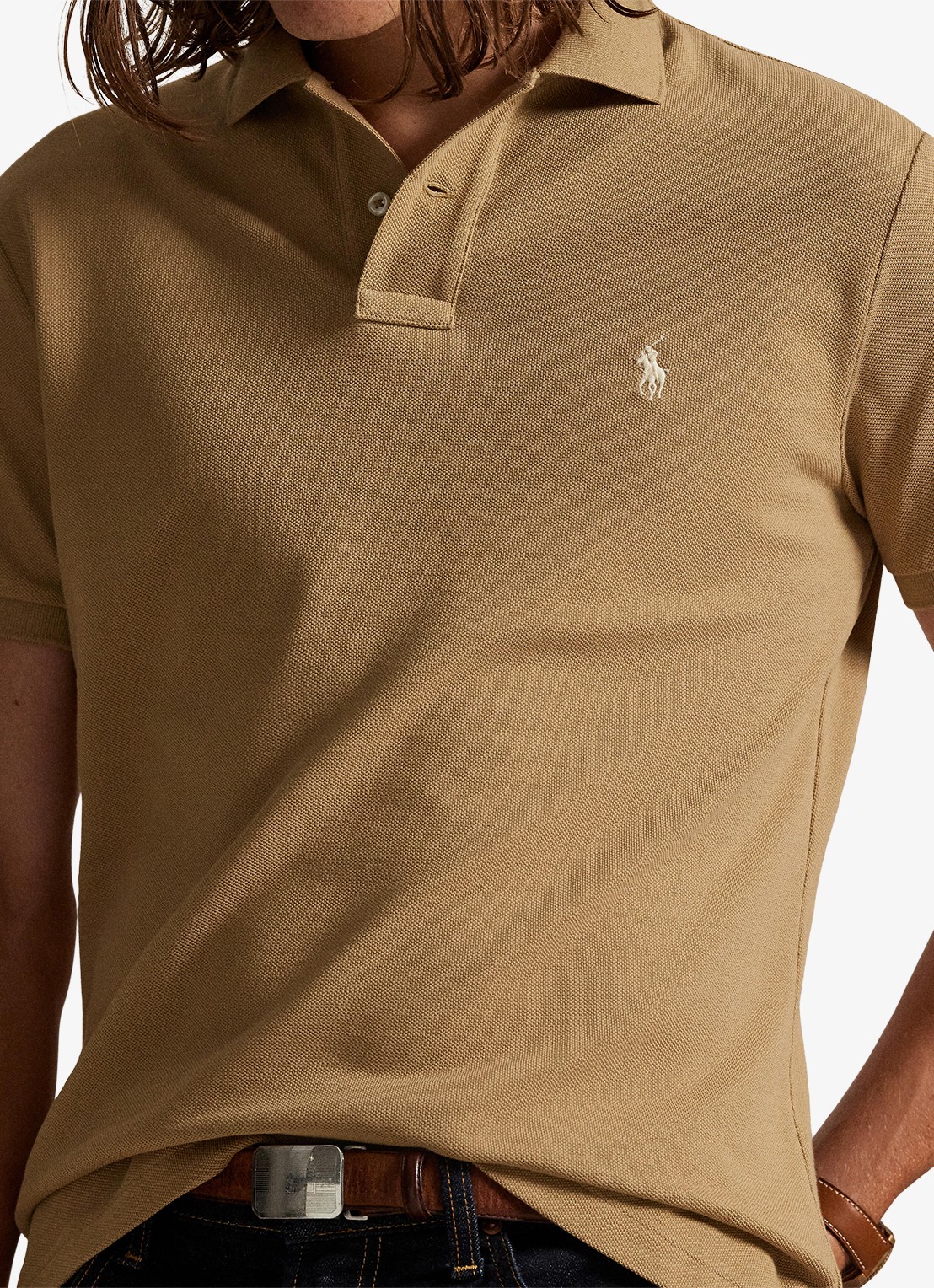 Ralph Lauren Het iconische mesh Polo-shirt - detail 2 cafe tan / bruin