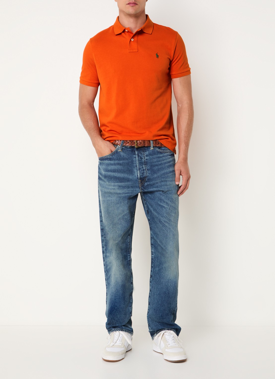 Ralph Lauren Het iconische mesh Polo-shirt - voorkant 4 college orange / oranje