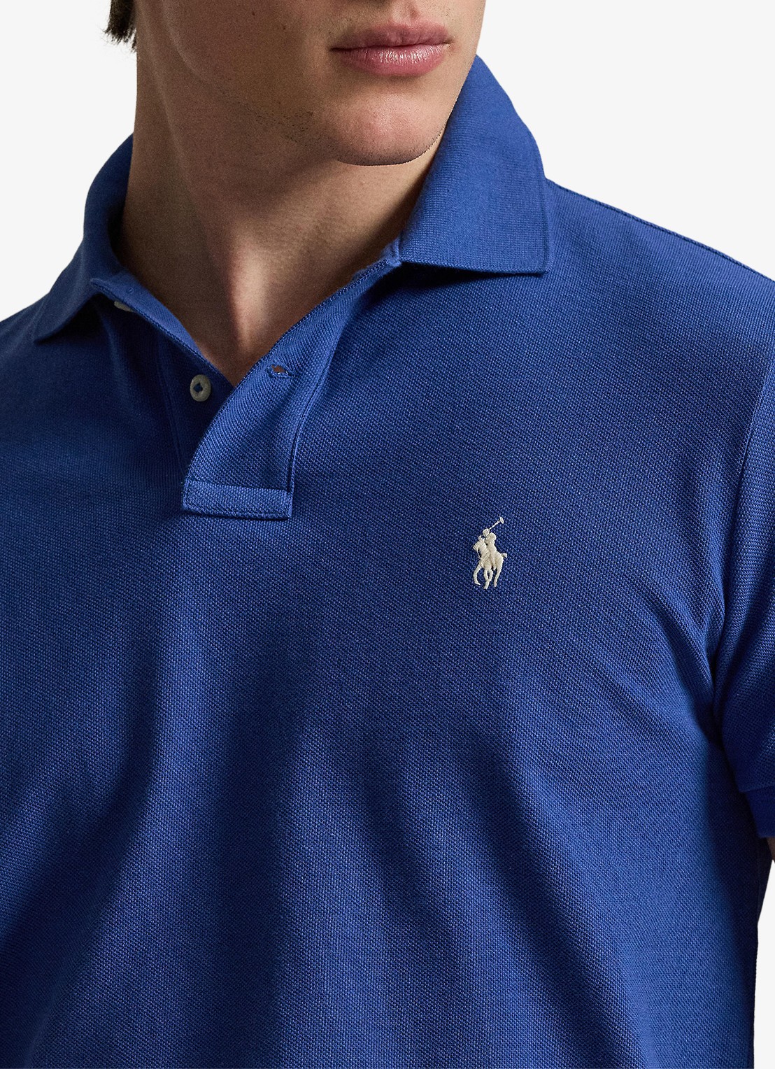 Ralph Lauren Het iconische mesh Polo-shirt - detail 5 dusty azure/cream pp-zyc / blauw