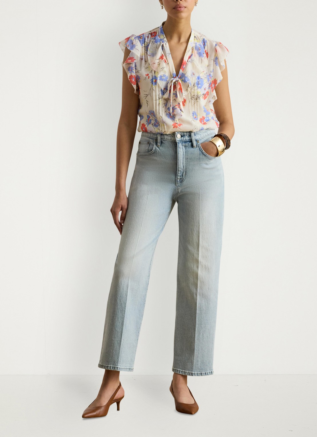 Ralph Lauren High waist bootcut jeans met lichte wassing - voorkant 3 arilee wash